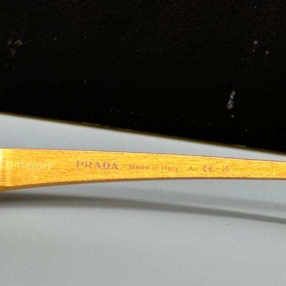 NEW PR A55S 15N01T PRADA GOLD GREEN RIMLESS SPR A55 15N01T WOMEN SUNGLASSES - Picture 12 of 13